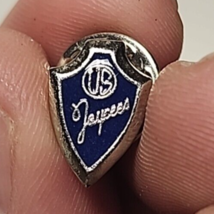 Vintage US Jaycees Silver Tone &amp; Blue Enamel Shield Lapel Pin Costume Je... - $11.87