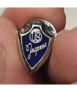 Vintage US Jaycees Silver Tone &amp; Blue Enamel Shield Lapel Pin Costume Je... - $11.87