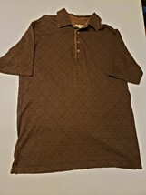 Tommy Bahama S/S Brown 100% Cotton Geometric Print Polo Shirt Mens SZ M - £9.61 GBP