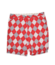 LoudMouth Shorts Mens 40 Red Argyle Diamond Pattern Golf Cotton 11&quot; - $33.72
