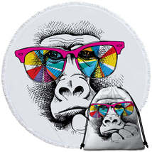 Colorful Glasses Gorilla Round Beach Towel - $14.90+