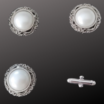 Blanket Pin and Magnetic Number Holder Horse Show Number Set Silver Frame Pearl image 2