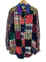 VTG Patchwork Shacket Shirt Size Large Womens Whimsy Gypsy Core Boho Fes... - $55.88