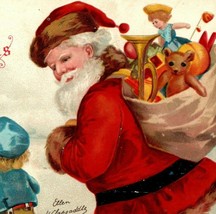 1907 Copyright Embossed Christmas Postcard Old Santa With Child And Toys - £17.20 GBP