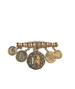 Vintage Gold Tone Brooch with Ancient Coin Charms Roman Greek Style Jewelry - €20,93 EUR