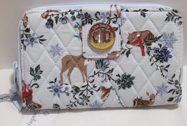 Vera Bradley RFID Turnlock Wallet MERRY MISCHIEF SNOW DAY wild animals - £56.05 GBP