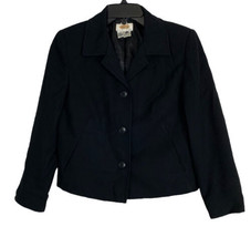 Talbots Womens Jacket Size 6 Petite Black Wool Long Sleeve Shoulder Pads Lined - £38.53 GBP