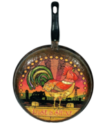 Country Toleware Rooster Pan 12&quot; Rise &amp; Shine Hand Painted Metal for Dec... - €24,72 EUR