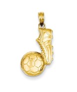 14K Yellow Gold Soccer Ball &amp; Shoe Pendant - £169.84 GBP