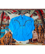 Vtg 1990s SIDE SADDLE Blue NAVAJO Fringe AZTEC Western COWGIRL Rodeo Shi... - $880.00 MXN