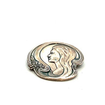 Vintage Signed Lunt 925 Sterling Art Nouveau Mother&#39;s Day Woman Brooch Pendant - £136.23 GBP
