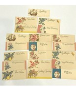 Vintage Paper Tags Paper Cards Birthday Congratulations Wrap Tie On Lot  - €6,86 EUR