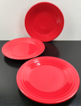 3 Homer Laughlin Fiesta Scarlet Luncheon Plates Set Emboss Red HLC Lead Free Lot - £31.26 GBP