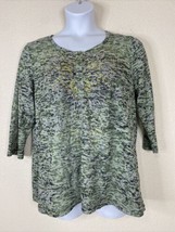 Avenue Womens Plus Size 18/20 (1X) Semi-Sheer Green Rhinestone Henley Shirt - £7.28 GBP