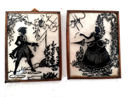 Exquisite Small Silhoulettes in Copper Frames, Convex Glass, Beautiful - £27.88 GBP