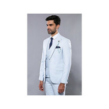 Men 3pc European Vested Suit WESSI J.VALINTIN Extra Slim Fit JV14 Sky Blue new image 7