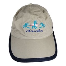 Vintage Aruba Surfboard Tan Hat Cap Strap Back One Happy Island Palm Tree Logo - £18.47 GBP