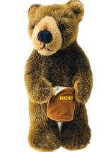 JAAG Standing Grizzly Brown Bear Stuffed Animal Plush with Honey Pot 14&quot; - £25.82 GBP