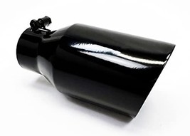 Exhaust Tip 2.25&quot; Inlet 4.00&quot; Outlet 8.00&quot; long Slant Angle Black Stainless Stee - £34.81 GBP