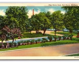 Pino Grove Park Porta Huron Michigan Mi Unp Lino Cartolina N25 - $3.03