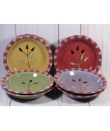 OLIVIA Olive Pattern 8 Plate Set 4 Colors Oil Dip 5.5&quot; Round 2003 Debby ... - £21.71 GBP