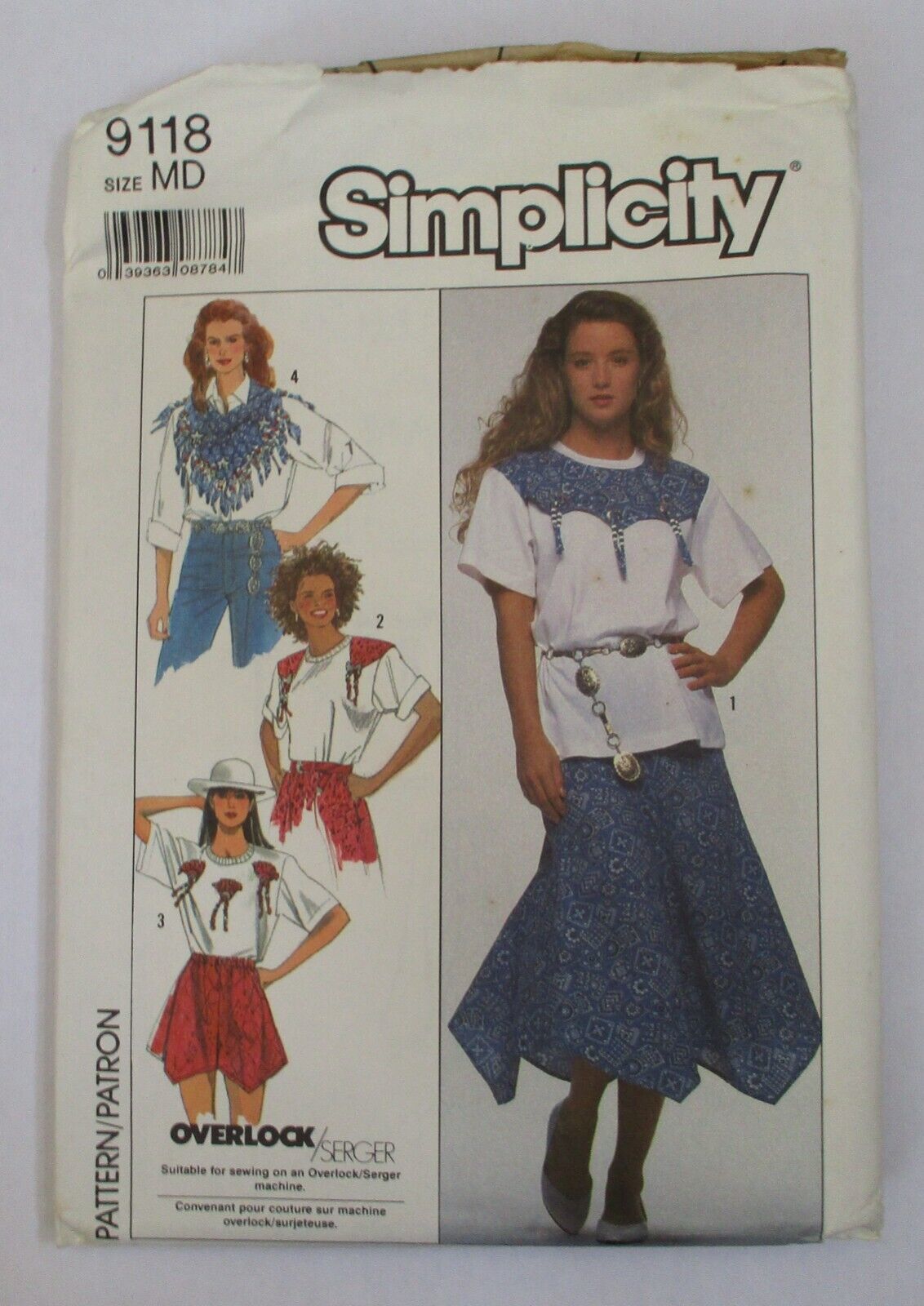 Simplicity 9118 Misses Skirt, Shorts, Top & Scarf Size MD 14-16 Some Pieces Cut - $7.56