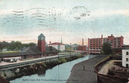 Battle Creek Michigan ~ Ferrovia Depot-Willard Biblioteca &amp; Ward Blocco ~1909 - £7.02 GBP