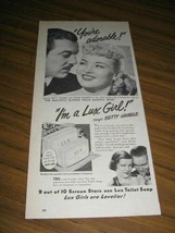 1949 Print Ad Lux Bar Soap Actress Betty Grable &amp; Actor Cesar Romero - $10.45