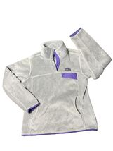 Patagonia Medium Snap T Polartec Fleece Pullover Jacket Gray  Fuzzy Purp... - $42.49
