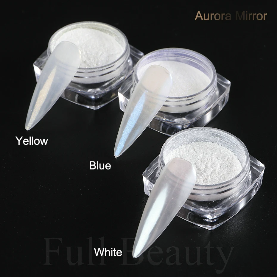 Play Mirror Nail Powder Pigment Pearl White Rubbing on Nail Art Glitter Dust Chr - £23.18 GBP