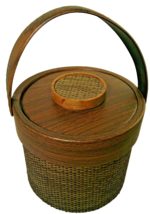 Vintage Brown Wicker Ice Bucket Elmar Manufacturing USA  - $24.95