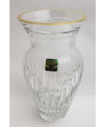 Vintage Waterford Marquis Crystal Vase 8&quot; Gold Trim Handcut Glass Slovenia - £34.95 GBP