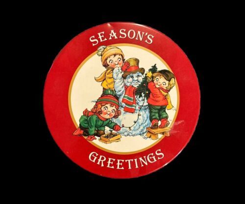 Campbell's Kids Season's Greetings Snowman Cookie Tin  6.5" X 1.75" Collectible - $7.70