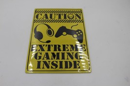Caution Extreme Gaming Inside Yellow 8x12-Inch Kalan Tin Metal Sign - £7.74 GBP