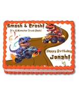 Dino Dinosaur Monster Truck Edible Image Birthday Edible Cake Topper Fro... - $22.59 CAD
