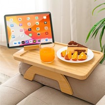 Bamboo Sofa Tray Table, Foldable Couch Tray With 360° Rotating Phone Hol... - $45.94