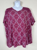 Catherines Womens Plus Size 3X Purple Diamond Mosaic V-neck T-shirt Short Sleeve - £14.06 GBP