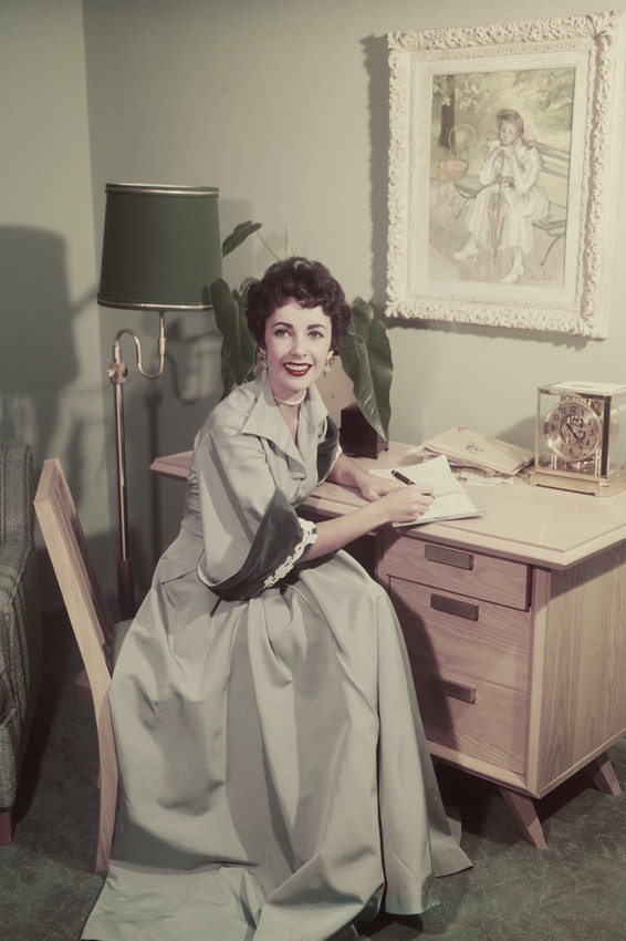 Primary image for Elizabeth Taylor Vintage Candid Portrait by Writing Desk 1940'S 24x18 Poster