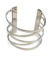 Silver Tone Criss Cross Cuff Bracelet - £10.91 GBP