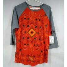 NWT LulaRoe Randy With Colorful Aztec Designs &amp; Gray Sleeves Large - £12.20 GBP