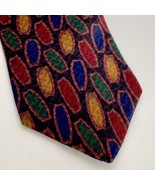 Bill Blass 100% Silk Muted Jewel Tones Geometric Pattern Tie Necktie - £15.68 GBP