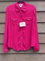 Wrangler Shirt IRREGULAR Size XL Brown/Magenta Paisley Rayon Pearl Buttons - £21.01 GBP