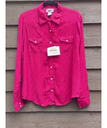 Wrangler Shirt IRREGULAR Size XL Brown/Magenta Paisley Rayon Pearl Buttons - $26.73