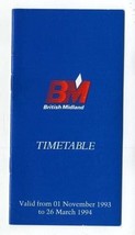 British Midland Airways Ltd Timetable 1993 Airline Schedule - £10.35 GBP