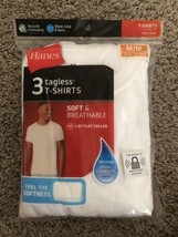 3 Pk Hanes Tagless Men&#39;s T-shirt Undershirt Size M 38-40&quot; Crew Cut Neck NEW - £9.53 GBP