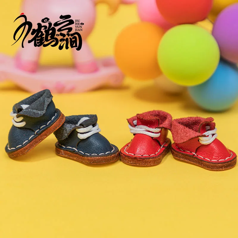 Play New Casual Hand-made Cowhide Doll Shoes: Turn Over Leather Shoes, Cute Ob11 - £23.09 GBP