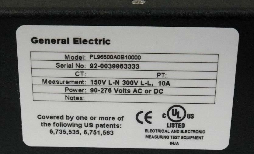 GENERAL ELECTRIC MULTILIN EPM 9650 POWER QUALITY METER PL96500A0B10000