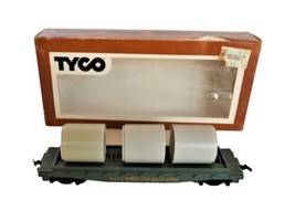 Vtg TYCO HO Scale Western Maryland RR Skid Flat Train Car W/Culvert Orig... - £11.25 GBP