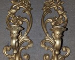 1971 HOMCO Brass/Gold-Toned Wall Plastic Sconces Set of 2 Candle Holders... - $34.64