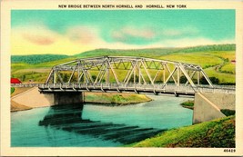Vtg Linen Postcard Hornell New York NY New Bridge UNP William Jubb &amp; Co - £3.12 GBP